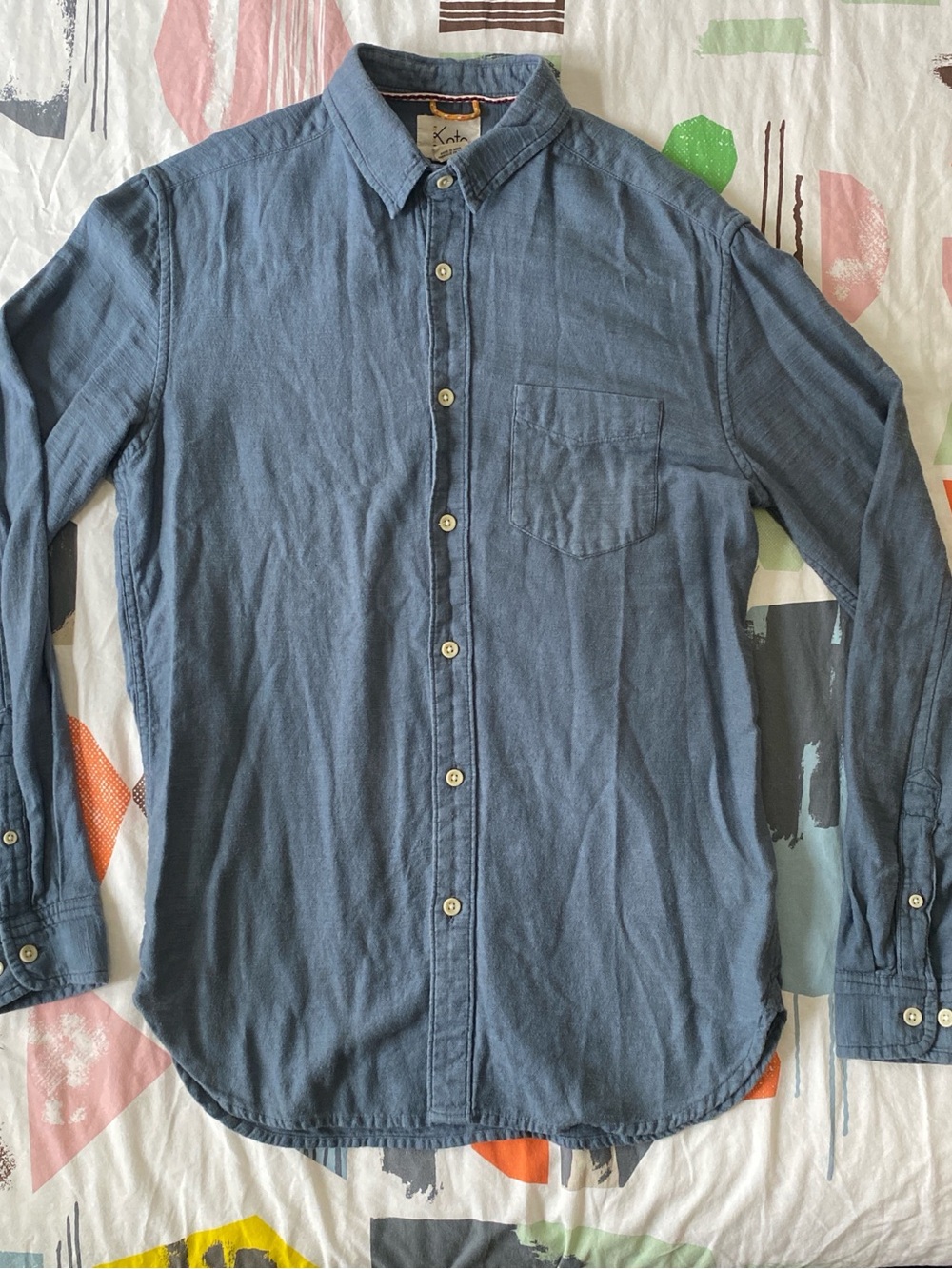 Men's Casual Button-Down Shirt in Washed Blue